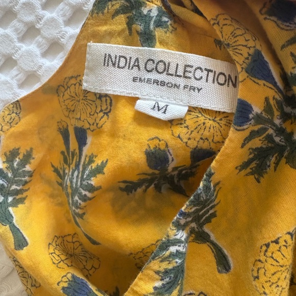 Emerson Fry Basalie Dress Floral India Collection Yellow Marigold Mini Cotton M - Picture 7 of 11